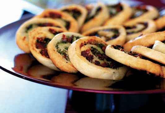 Pesto Marscapone and Sun-dried Tomato Pastry Wheels