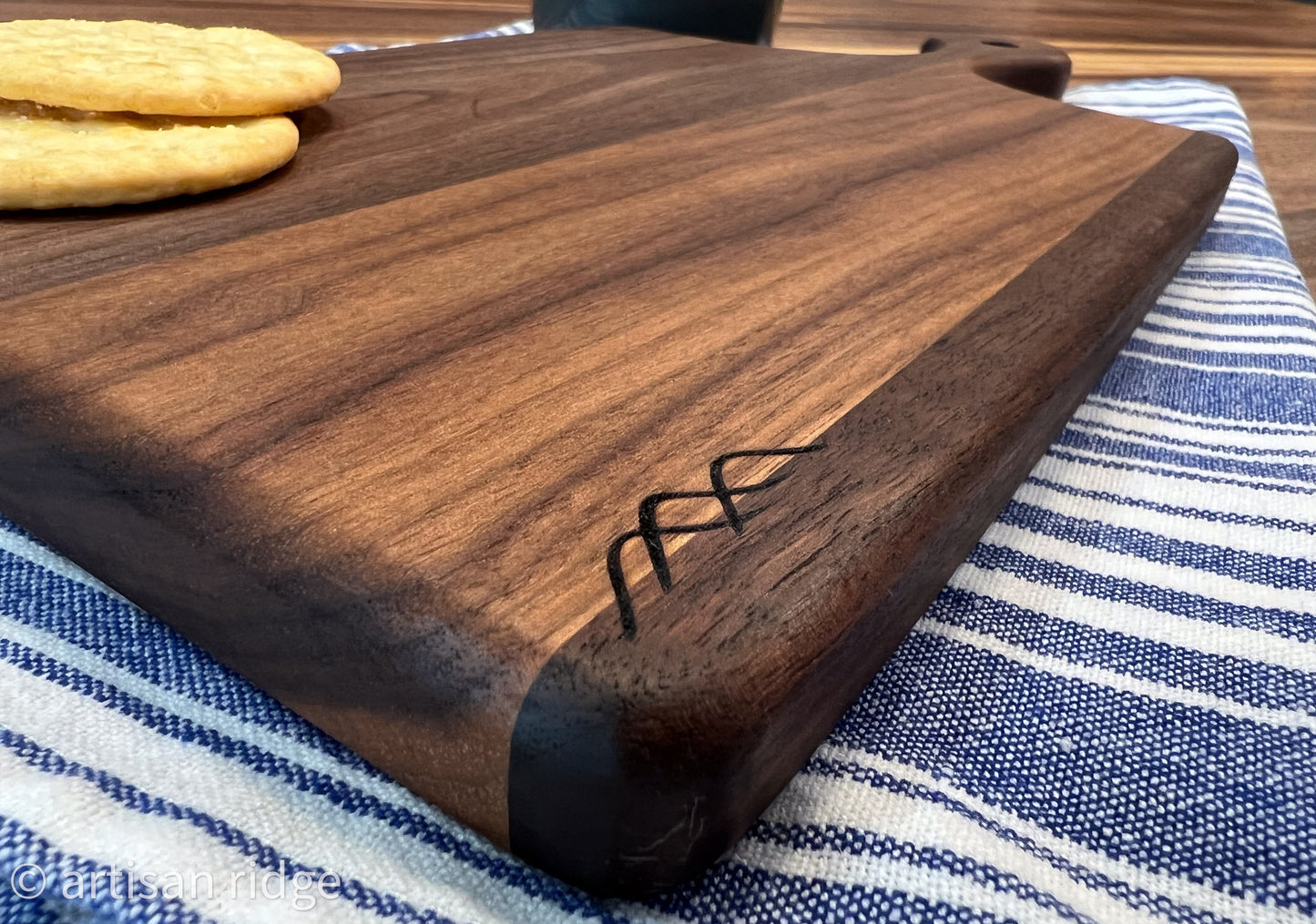 Walnut Personal Charcuterie Board - 15 x 7 with Leather Cord