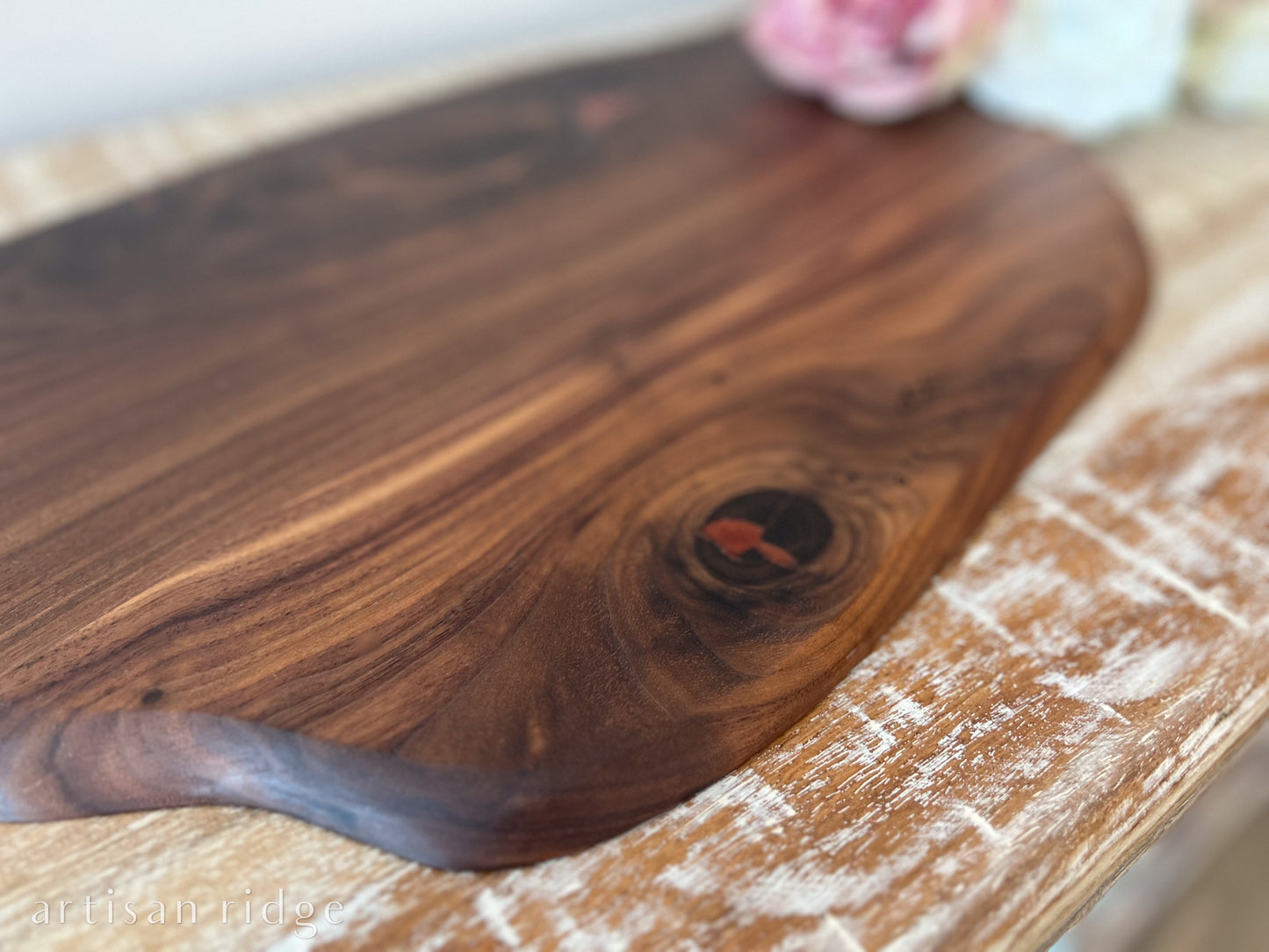 Walnut Charcuterie Board with leather cord - 00033