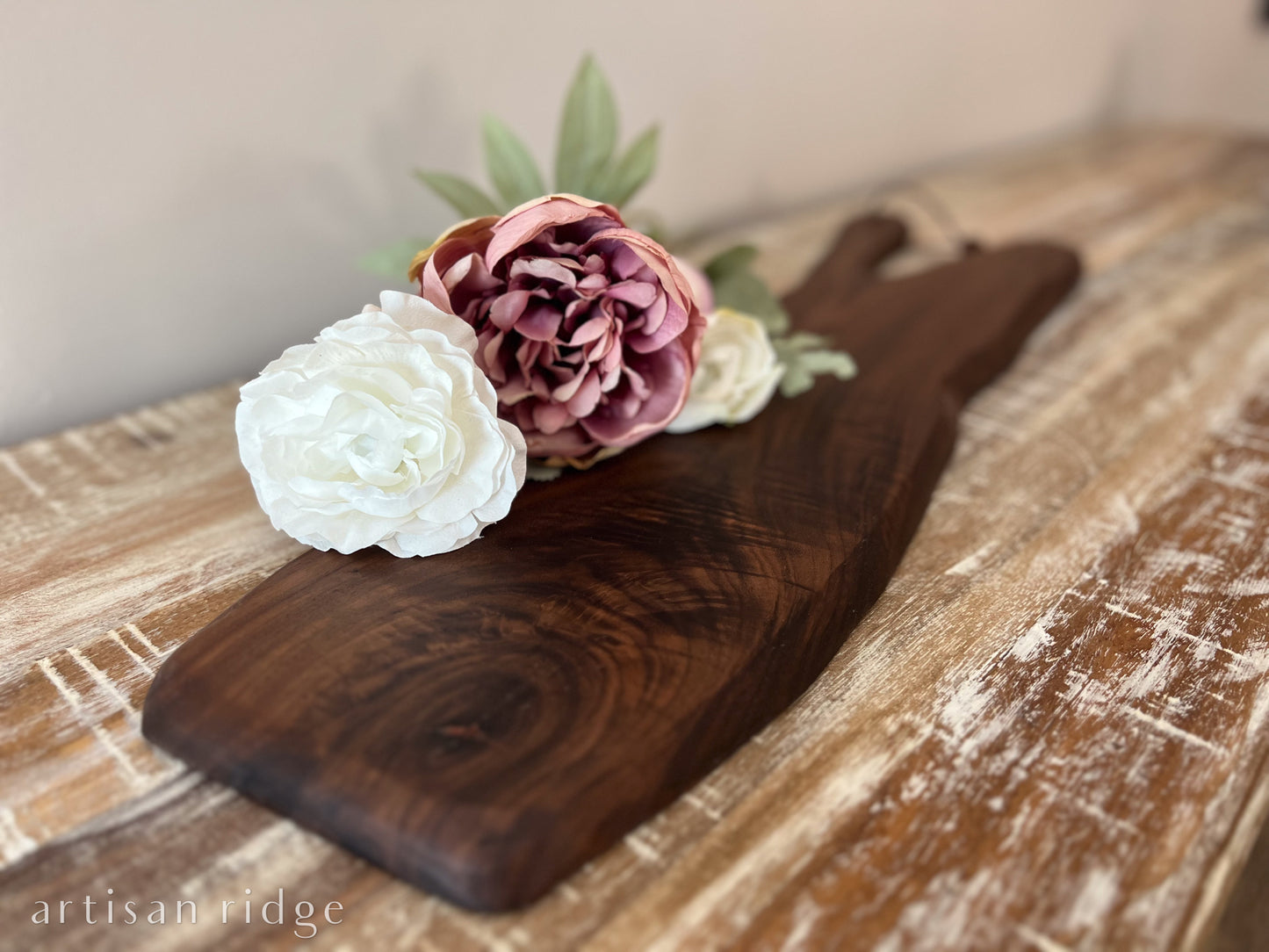 Walnut Rustic Charcuterie with leather cord - 00034