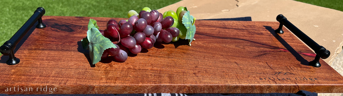 Mesquite Serving Tray with Burgundy Accents - #00005