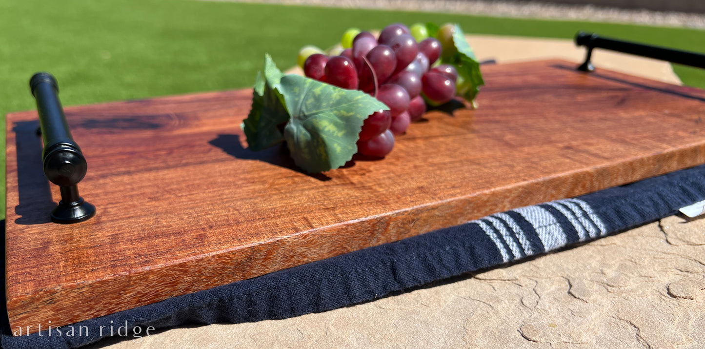 Mesquite Serving Tray with Burgundy Accents - #00005