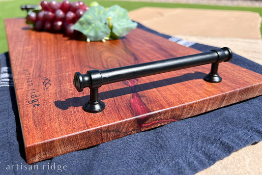 Mesquite Serving Tray with Burgundy Accents - #00005