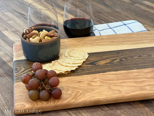 Bocote & Cherry Large Charcuterie with Elegant Handle - #00003