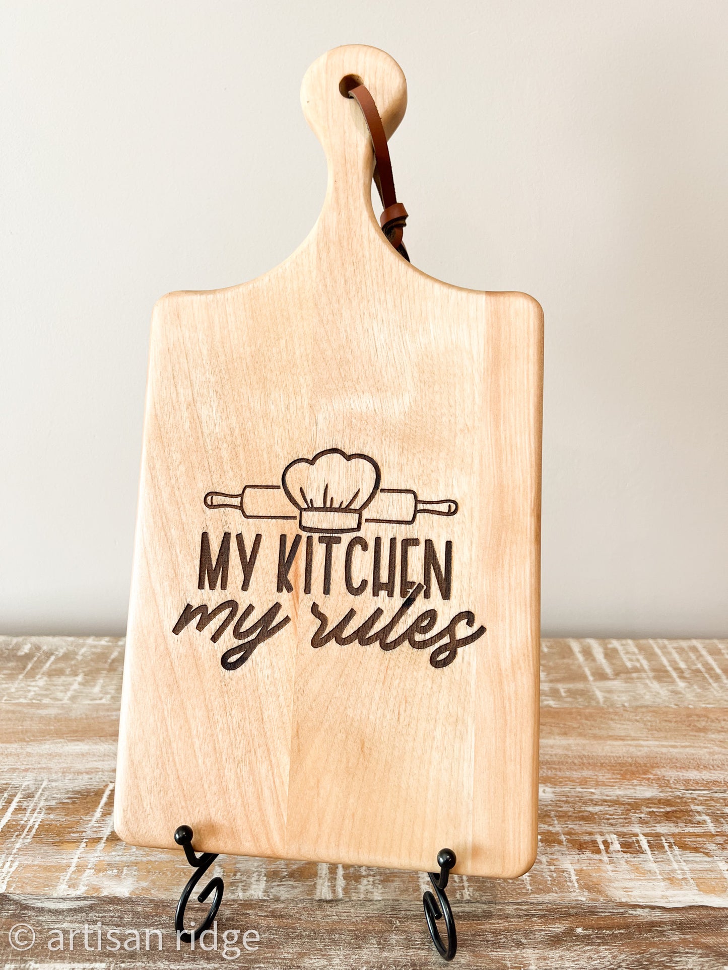 Birch Mini Charcuterie Board with Leather Cord | Home Decor