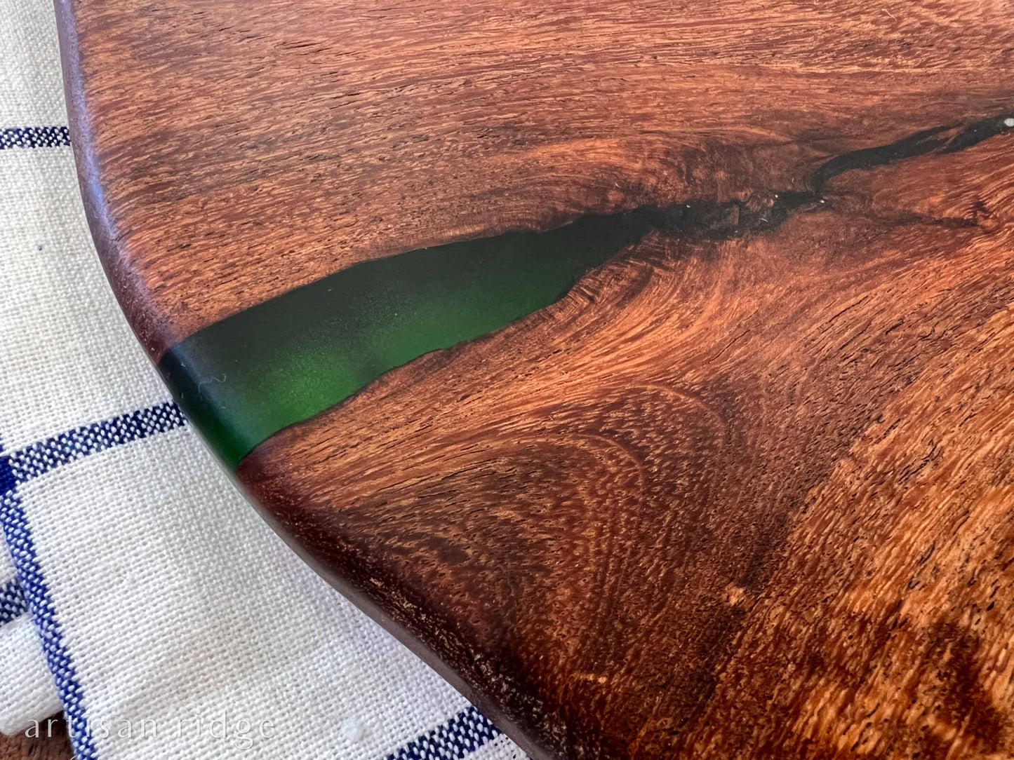 Mesquite Charcuterie Board with Emerald Green Accents - #00006