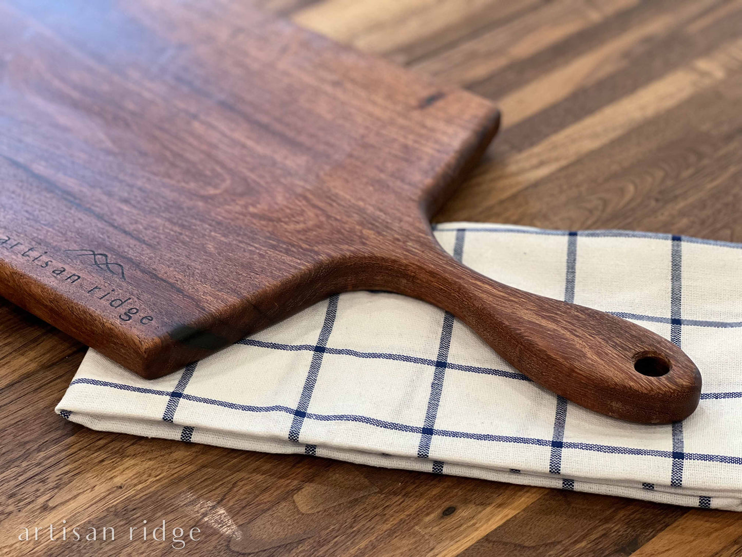 Mesquite Charcuterie Board with Emerald Green Accents - #00006