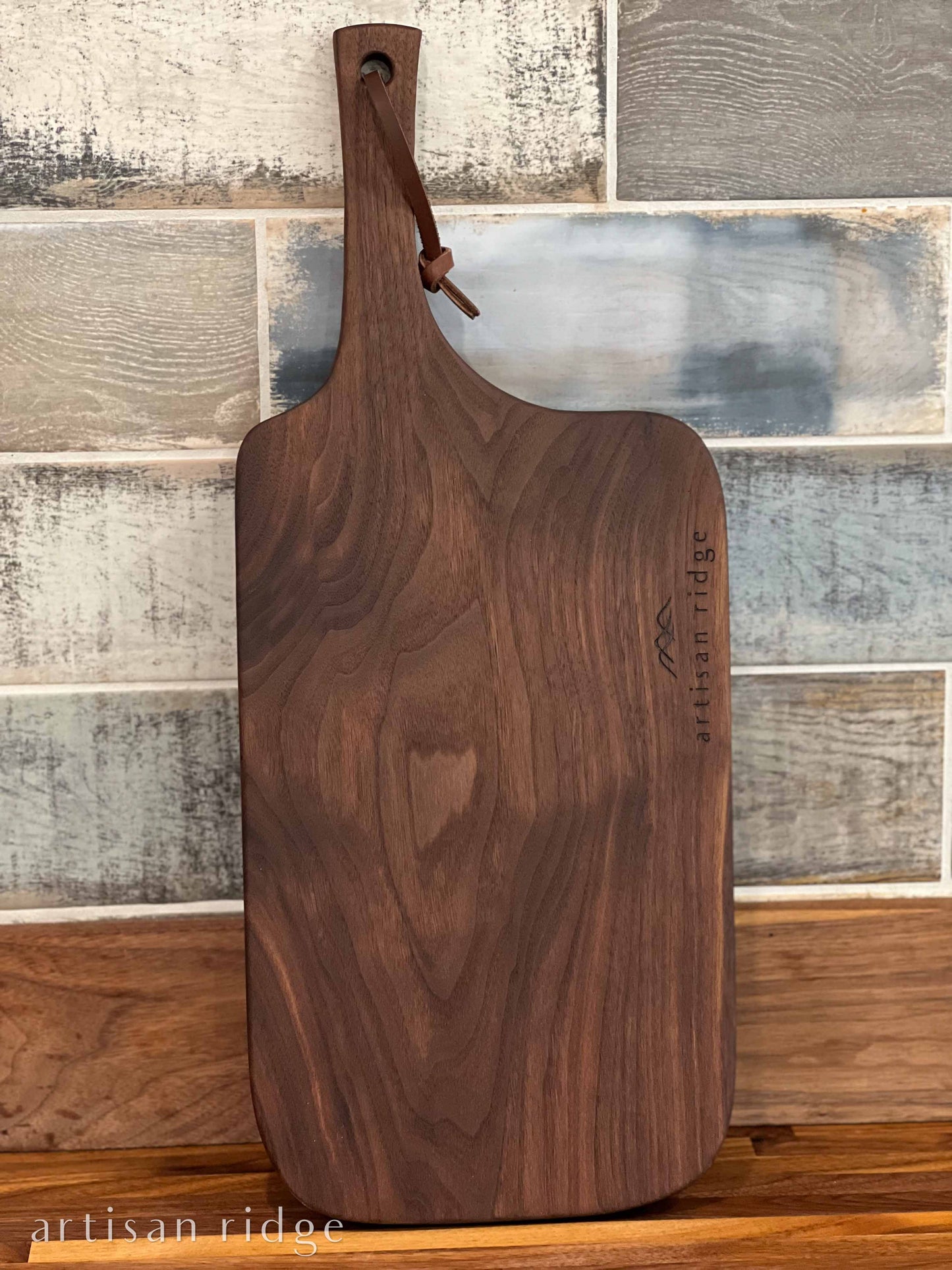 Classic Walnut Charcuterie with Leather Cord - #00004