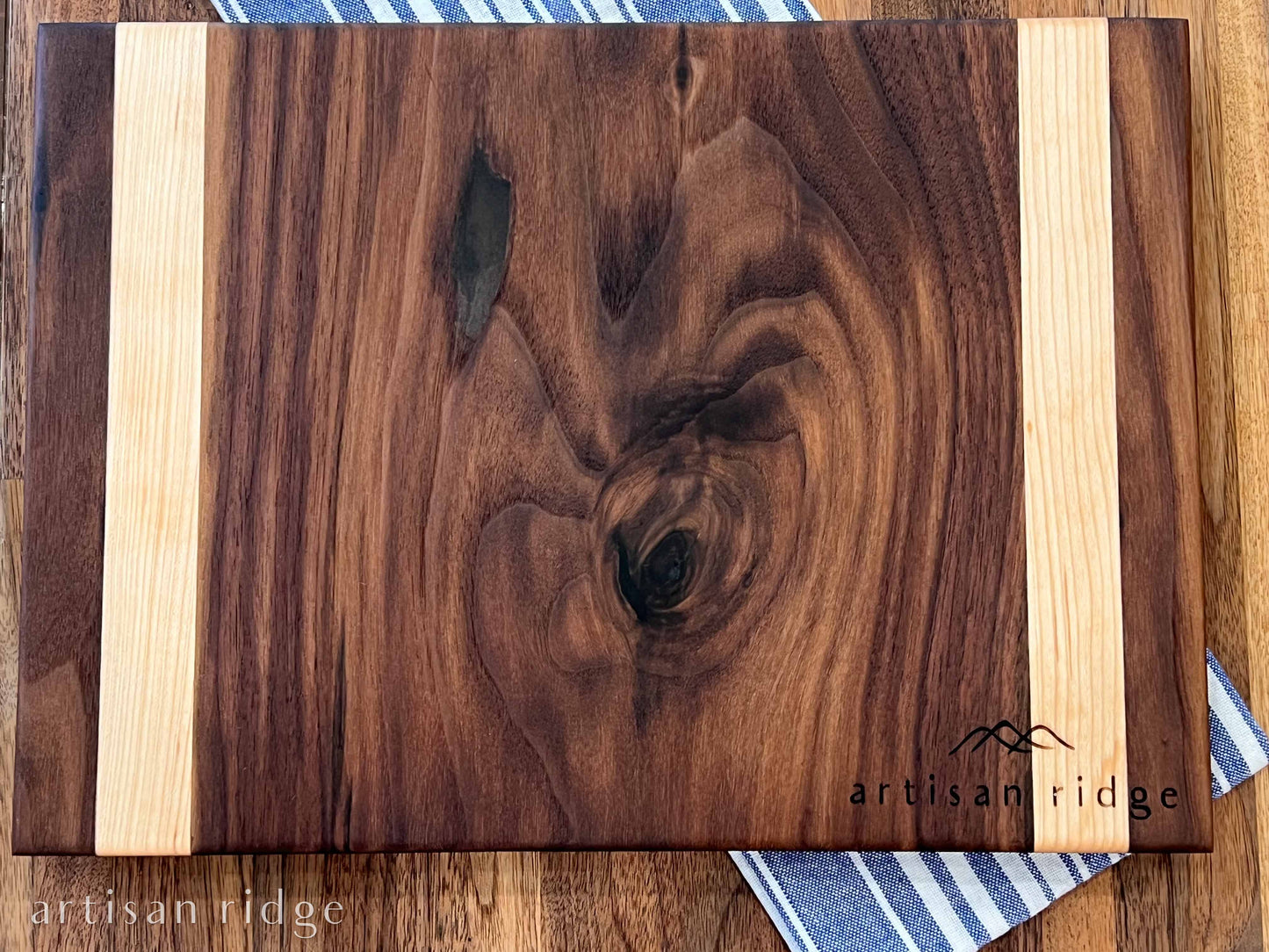 Walnut and Maple Vertical Stripe Serving Board - #00019