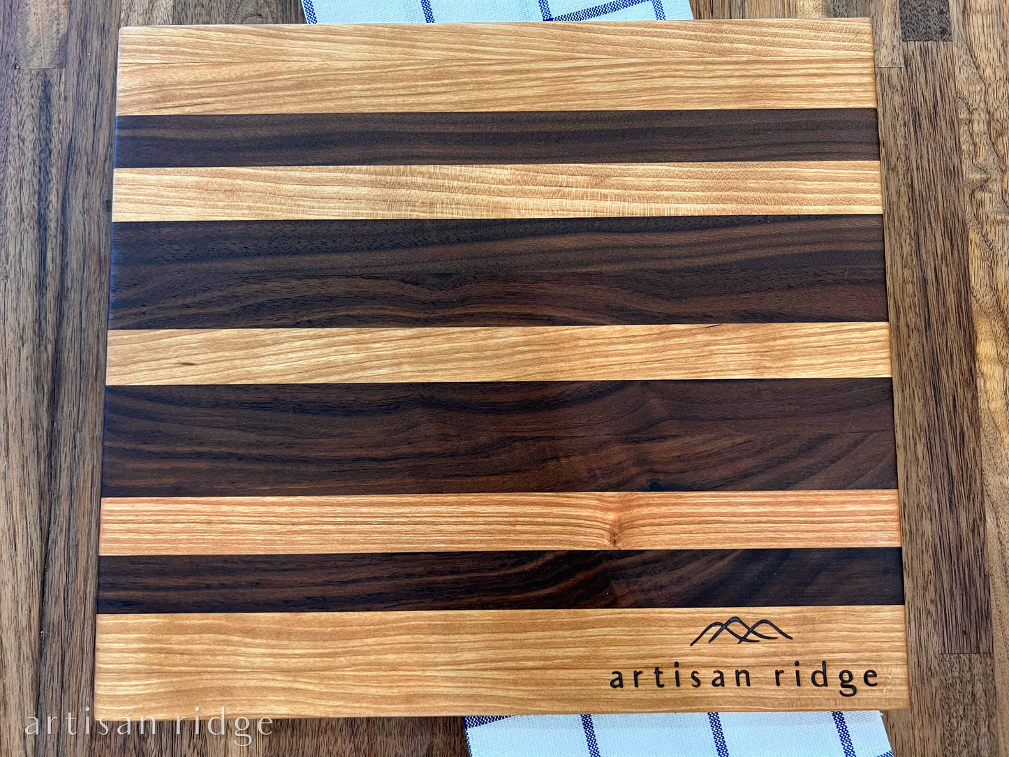 Walnut and Maple Horizontal Stripe Serving Board - #00018
